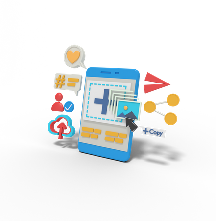 Upload pictures in social media  3D Icon