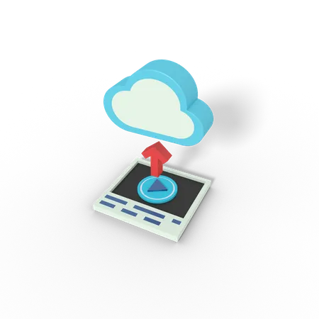 Upload video on cloud  3D Icon