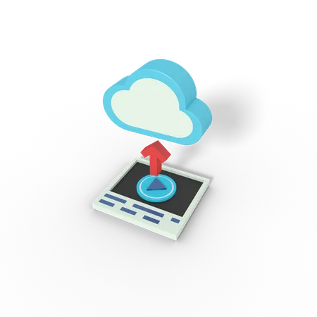 Upload video on cloud 3D Icon