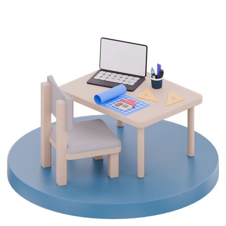 Urban Architect Work Desk  3D Illustration