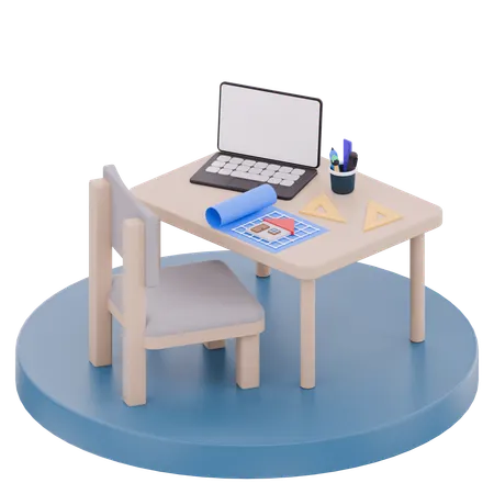 Urban Architect Work Desk  3D Illustration
