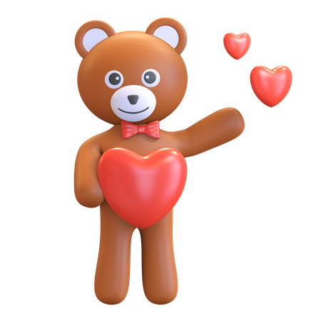 Ursinho segurando coração  3D Icon