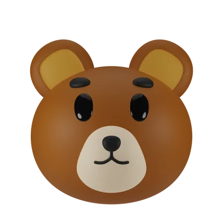 Emoji De Cabeca De Animal 3 D De Urso 3D Icon