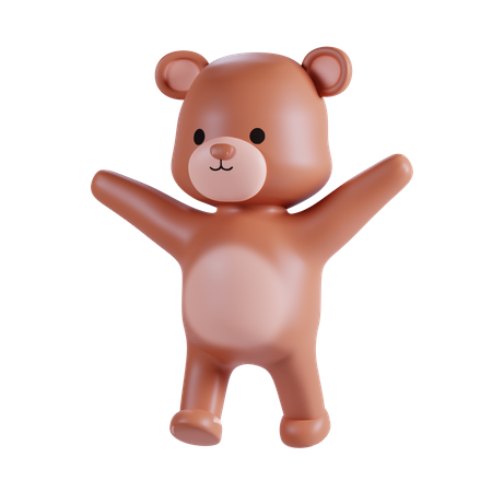 Urso acenando com as mãos  3D Illustration