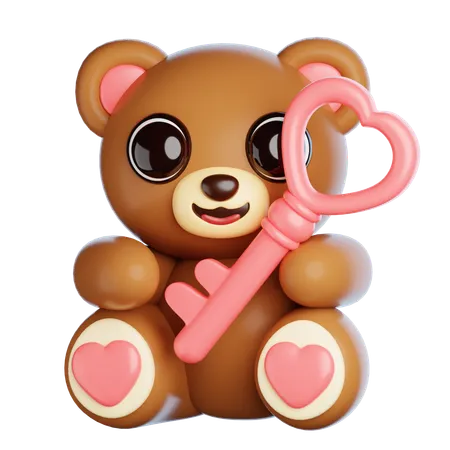 Urso de dia dos namorados com chaveiro  3D Icon