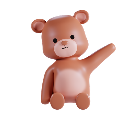 Urso fofo acenando com a mão  3D Illustration