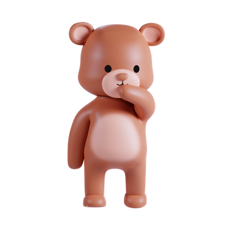 Urso fofo pensando em algo  3D Illustration