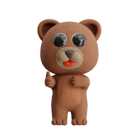 Urso mostrando os polegares para cima  3D Illustration