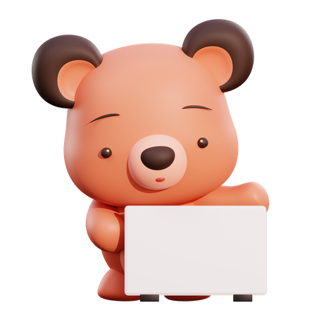 Urso segurando cartaz  3D Icon