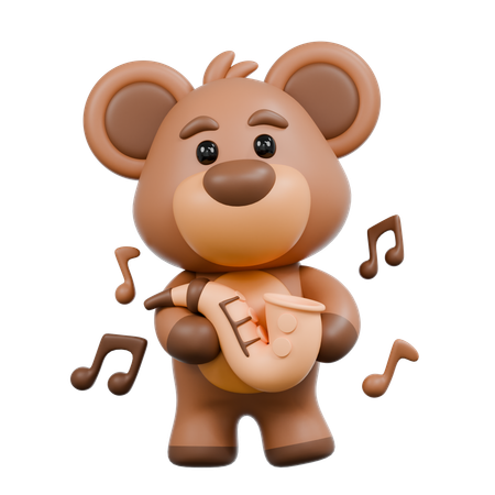 Urso tocando saxofone  3D Icon