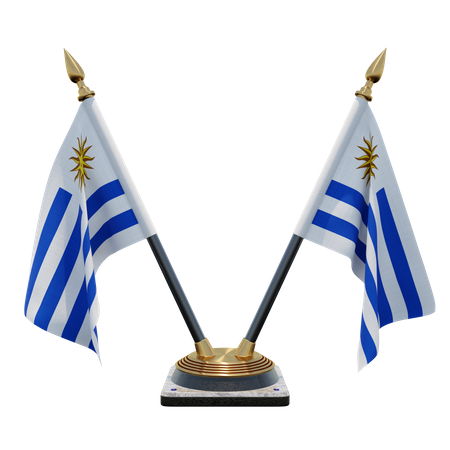 Suporte de bandeira de mesa dupla (V) do Uruguai  3D Icon