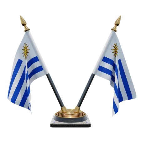 Suporte de bandeira de mesa dupla (V) do Uruguai  3D Icon