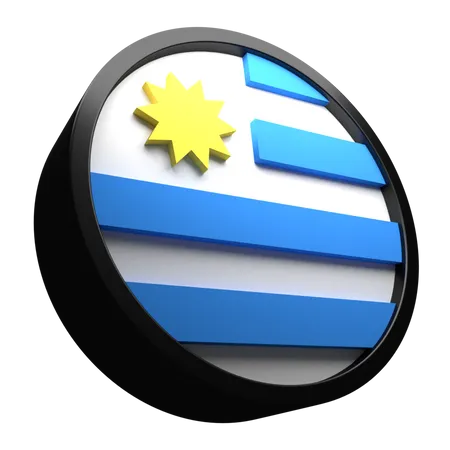 Uruguay Flag Icon With 3 D 3D Flag