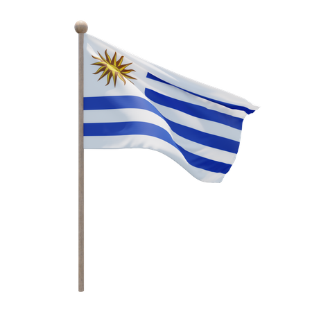 Uruguay Flag Pole  3D Illustration