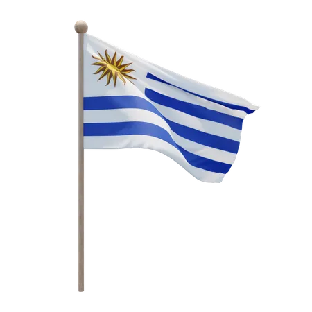 Uruguay Flag Pole  3D Illustration
