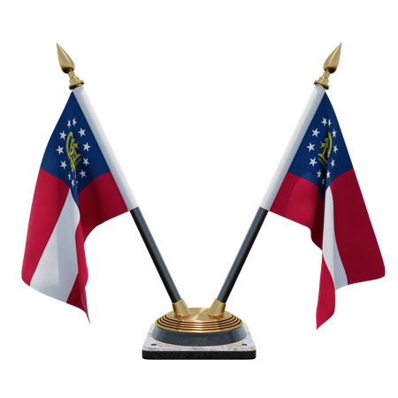 US Georgia Doppelter (V) Tischflaggenständer  3D Icon