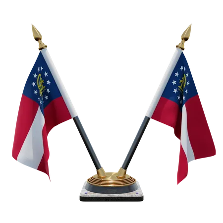 US Georgia Doppelter (V) Tischflaggenständer  3D Icon