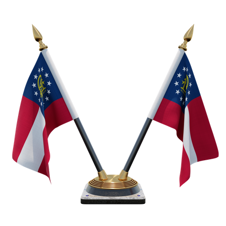 US Georgia Double Desk Flag Stand 3D Illustration
