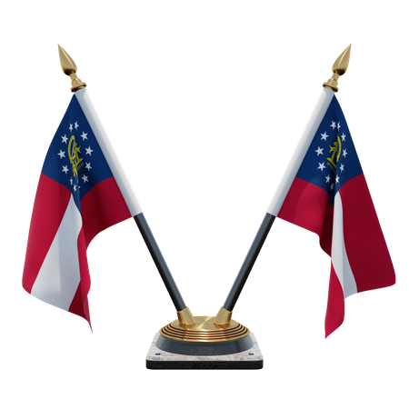 US Georgia Double (V) Desk Flag Stand  3D Icon