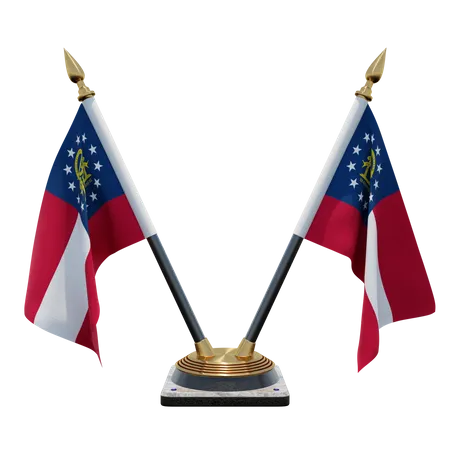 US Georgia Double (V) Desk Flag Stand 3D Icon