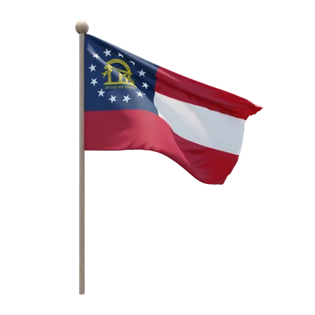 US Georgia Flag Pole  3D Flag