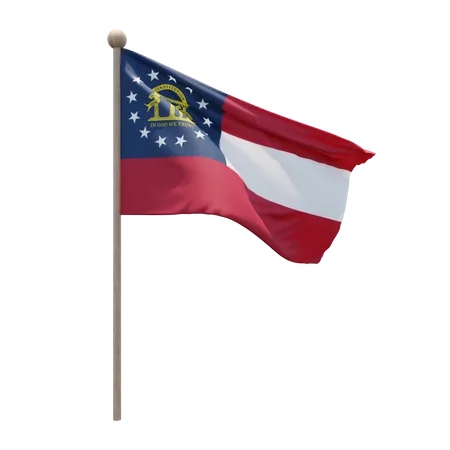 US Georgia Flag Pole 3D Illustration