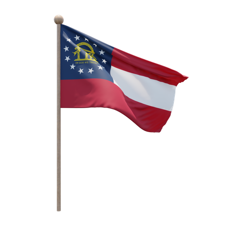 US Georgia Flagpole  3D Flag