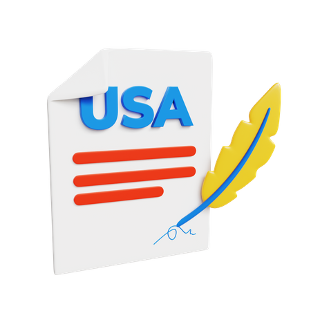 Usa Agreement Document  3D Icon