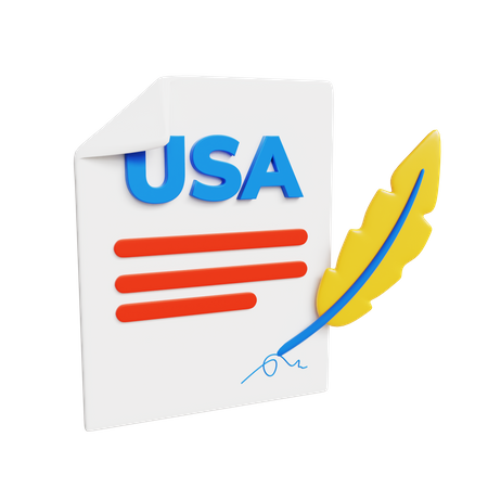 Usa Agreement Document 3D Icon