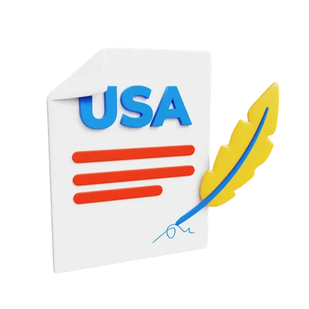 Usa Agreement Document  3D Icon
