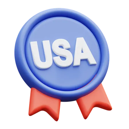 Usa Badge Ribbon  3D Icon