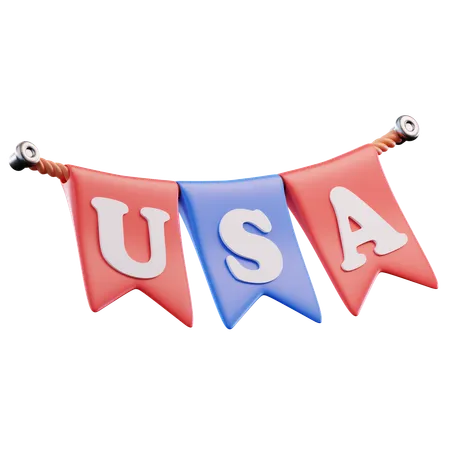 Ornement de drapeaux des États-Unis  3D Icon