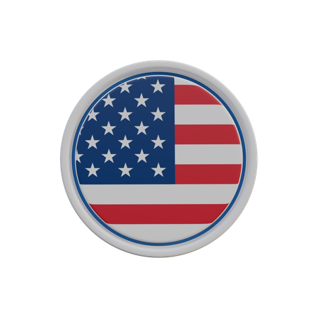 Usa Flag Badge  3D Icon