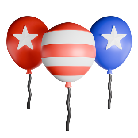 Usa Flag Balloon  3D Icon