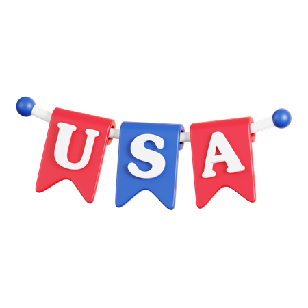 USA Flag Banner  3D Icon