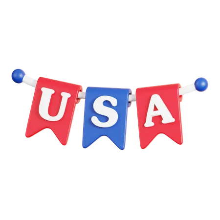 USA Flag Banner  3D Icon