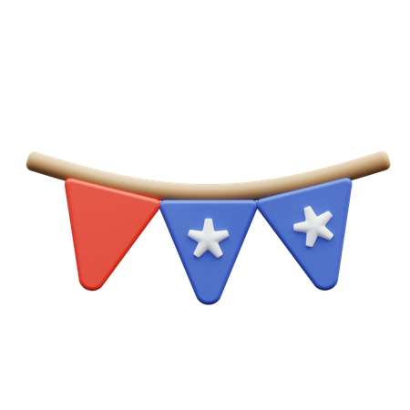 Usa Flag Garland  3D Icon