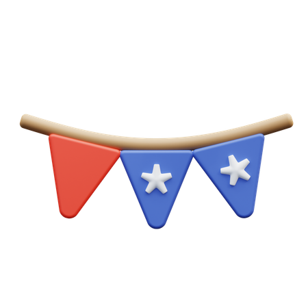 Usa Flag Garland  3D Icon