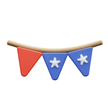 Usa Flag Garland  3D Icon