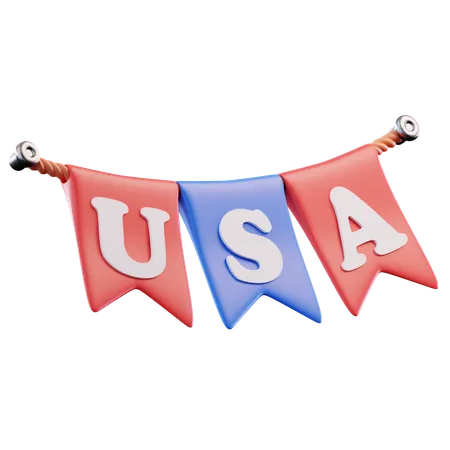 アメリカ国旗の飾り  3D Icon