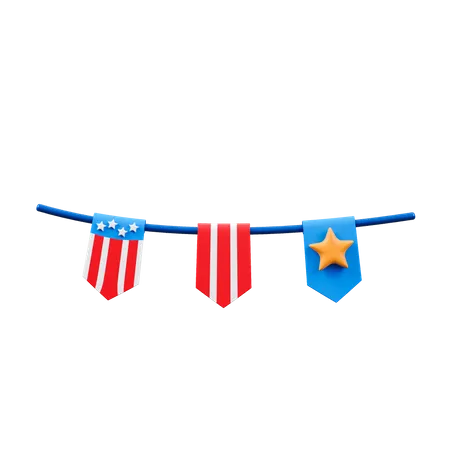 Fourth Of July Sparklers Bunting 3 D Icon 3D Icon