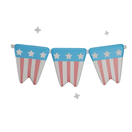 Usa Garlands  3D Illustration