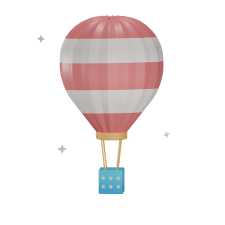 Usa Hot Air Balloon 3D Illustration