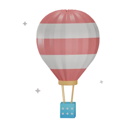 3 D Hot Air Balloon USA Motif With Transparent Background 3D Illustration