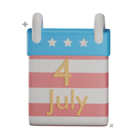 3 D USA Independence Calendar Object With Transparent Background 3D Illustration