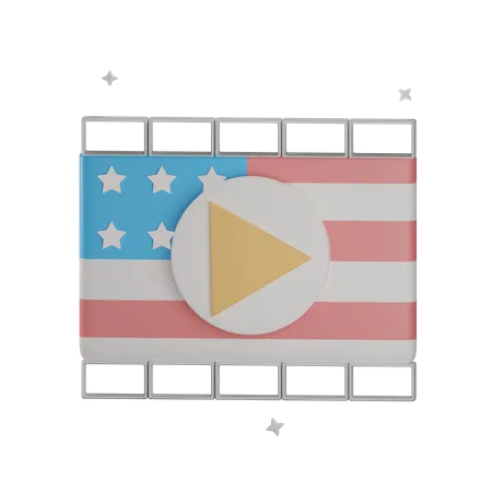 3 D Independence USA Movie With Transparent Background 3D Illustration