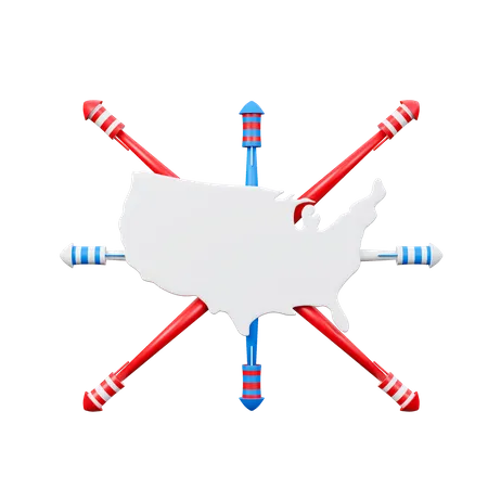 Usa Map  3D Icon