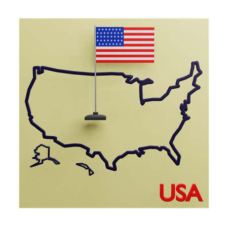 Usa Map  3D Icon