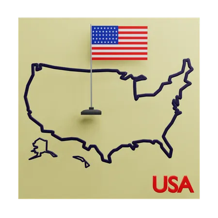 Usa Map  3D Icon