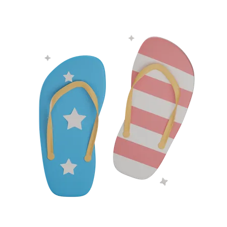 3 D Slippers USA Motif With Transparent Background 3D Illustration
